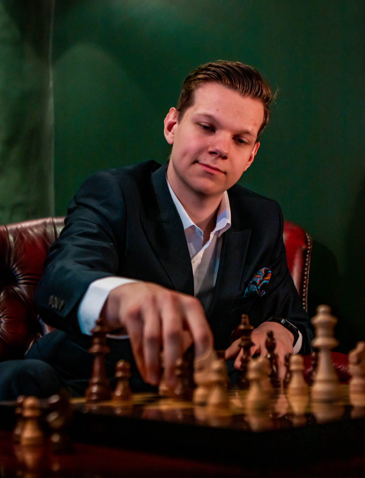 Aleksei Garanin, founder of Hathor Production, playing chess